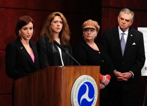 FocusDriven's Jennifer Smith, at left, with Ray Lahood at earlier this month. Photo: UPI