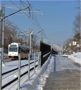 Most trails, like the West Rail Line Bike Path in Colorado, have fences or another physical barrier for safety. 
