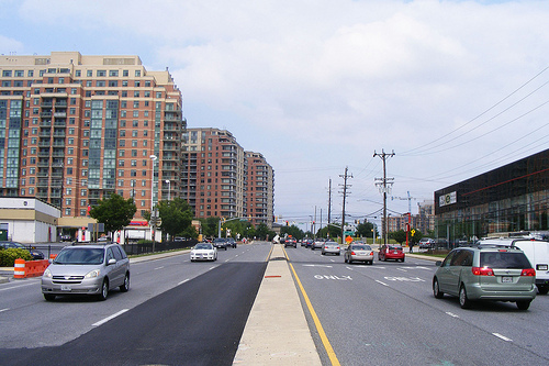 Old Georgetown Road in White Flint today. Photo: Dan Reed/flickr via ##http://greatergreaterwashington.org/post/24343/how-a-road-in-white-flint-is-like-a-ski-area/##GGW##