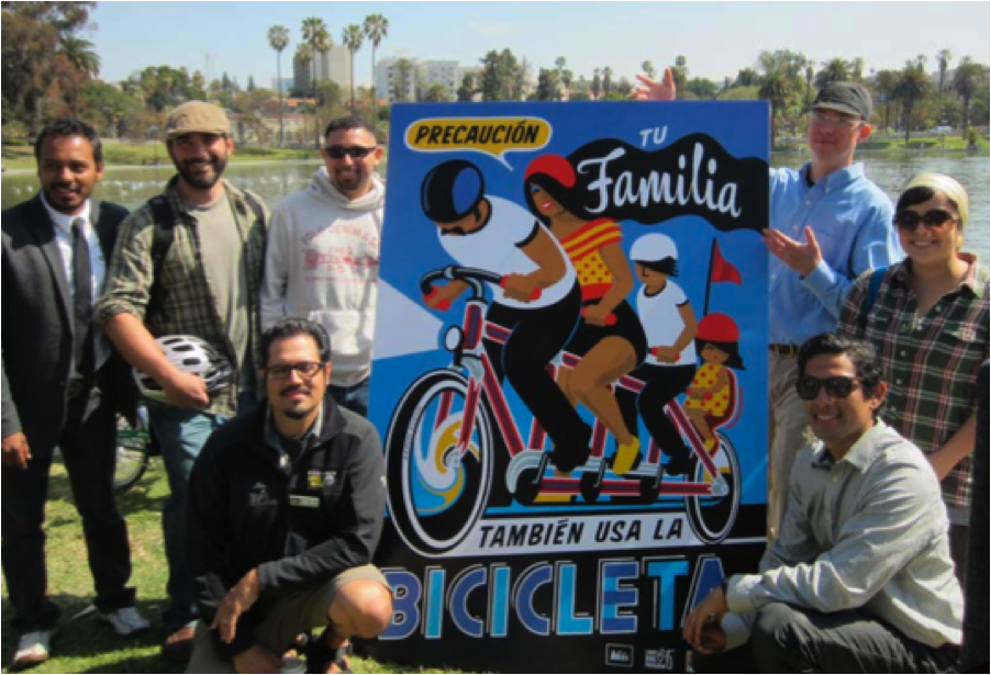 In Los Angeles, Multicultural Communities for Mobility helped Latino community members learn both bike mechanics and bike advocacy. A PSA campaign heightened the visibility of cyclists of color within their own community. Photo: Multicultural Communities for Mobility