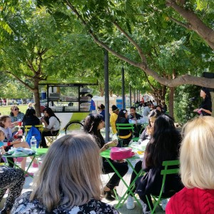 Dallas recently built the immensely popular Klyde Warren park on a cap over the Woodall Rodgers Freeway, which could be targeted for widening if Prop 7 passes. PhotoL Klyde Warren Park