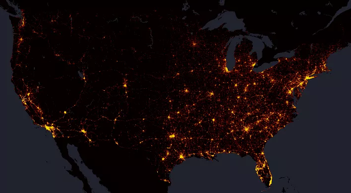 This map, developed by NYC-based data scientist Max Galka, shows every traffic fatality in the U.S. between 2004 and 2013. Click to access the interactive version. 