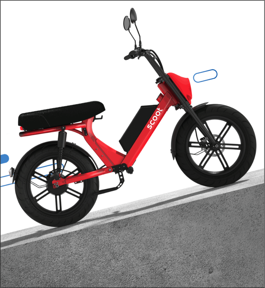 The Scoot moped, not be confused with a Bird scooter, even though you can rent both through the same app. We know, not great branding. Source: Scoot.
