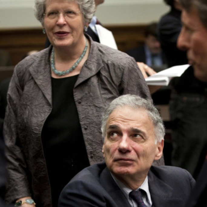 NHTSA administrator Joan Claybrook and Ralph Nader. Source: Zimbio