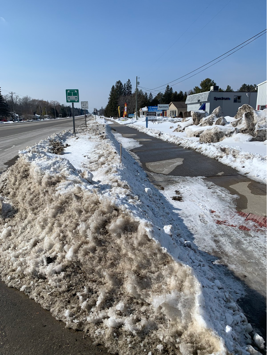Bus stop snow