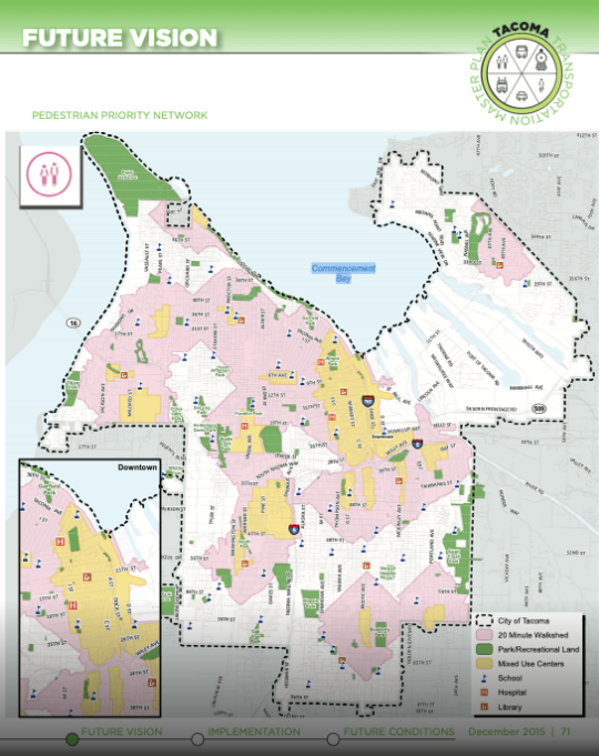 Outer neighborhoods of Tacoma lack access to amenities and mixed use centers. Image: City of Tacoma