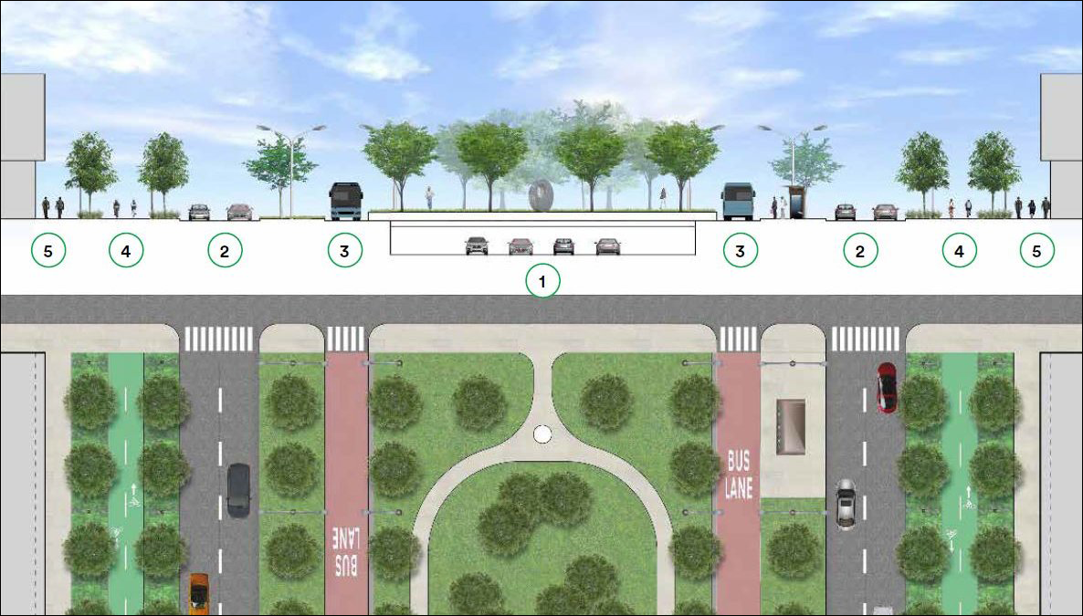 If there has to be a roadway, residents would at least benefit from this park plan (though where's the subway)?