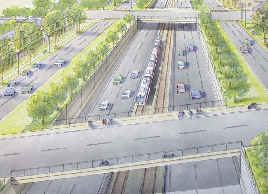 A 2003 plan wasn't that inspiring, creating a massive highway with a train down the middle.